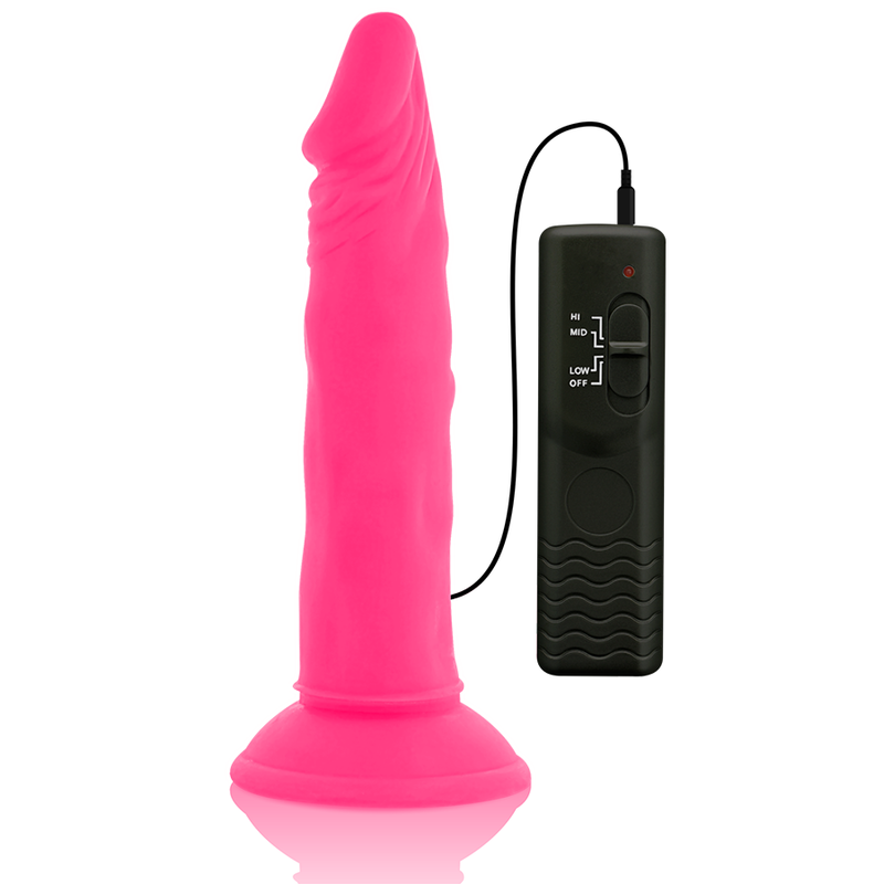 DILDO FLEXIBLE CON VIBRACION ROSA 23 CM -O- 4.3 CM