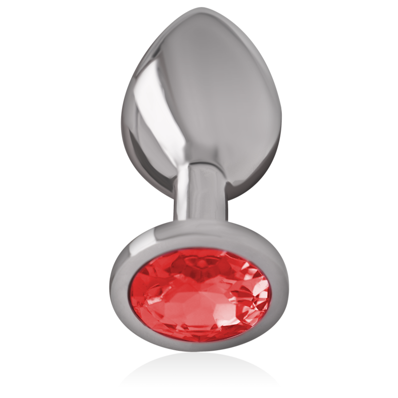 PLUG ANAL METAL CON CRISTAL ROJO TALLA M