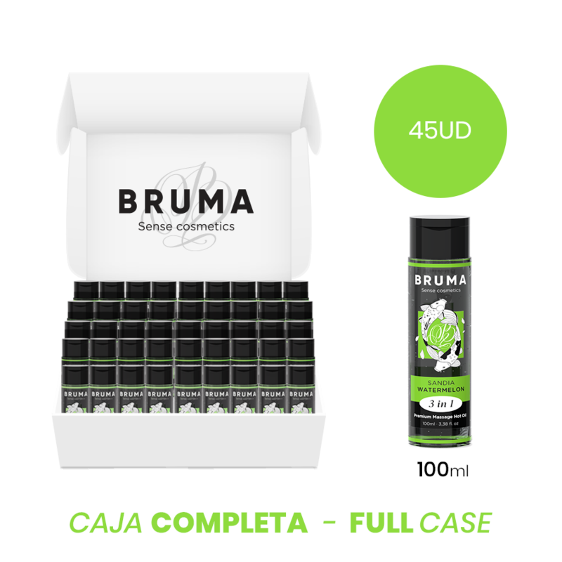 MOQ 45 - BRUMA ACEITE DE MASAJE PREMIUM EFECTO CALOR SABOR SANDÍA 3 EN 1 - 100 ML