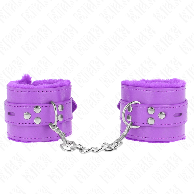 KINK - MUÑEQUERAS FORRADAS CON AGUJEROS CUADRADOS VIOLETA Y CORREA VIOLETA AJUSTABLE 17-29 CM X 6 CM