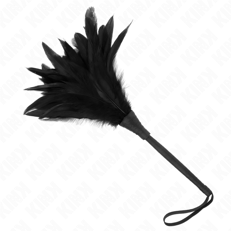 KINK - PLUMAS DE POLLO PARA COSQUILLAS CON FORMA CUERNO DE CRIADA NEGRO 36 CM