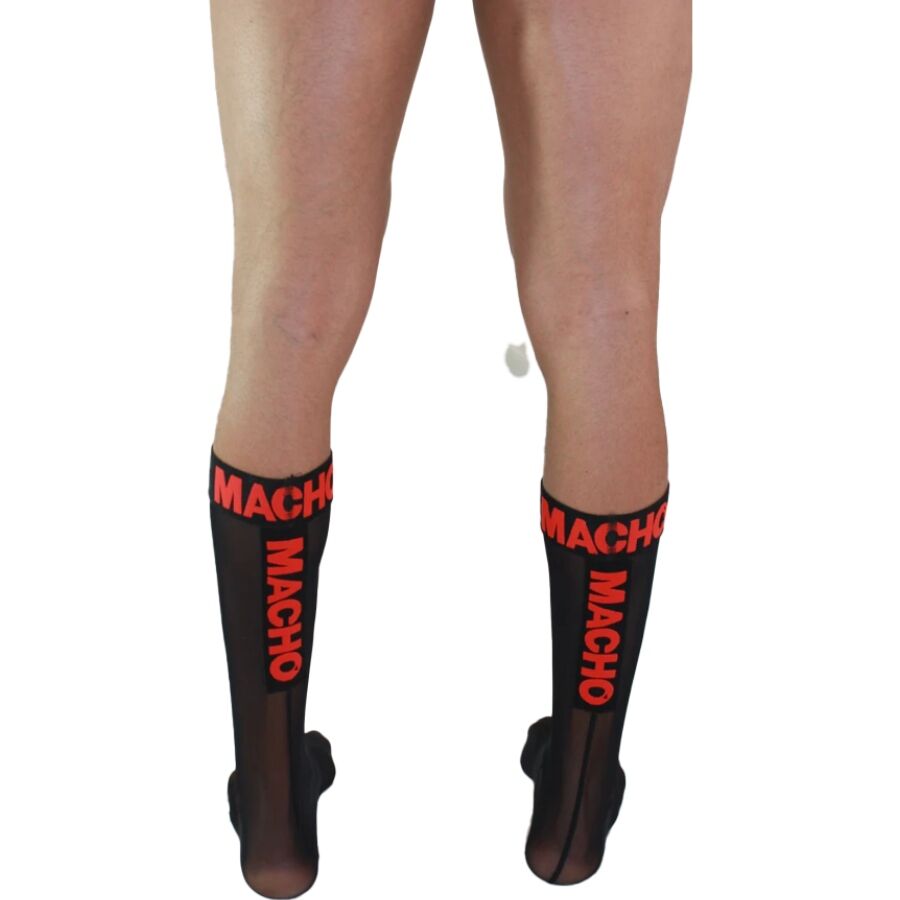 MACHO - CALCETINES FINOS NEGRO/ROJO TALLA UNICA