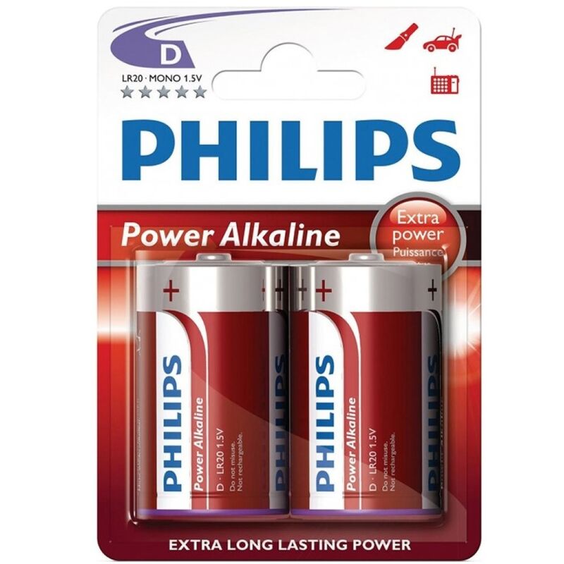 PHILIPS - POWER ALKALINE PILA D LR20 BLISTER*2